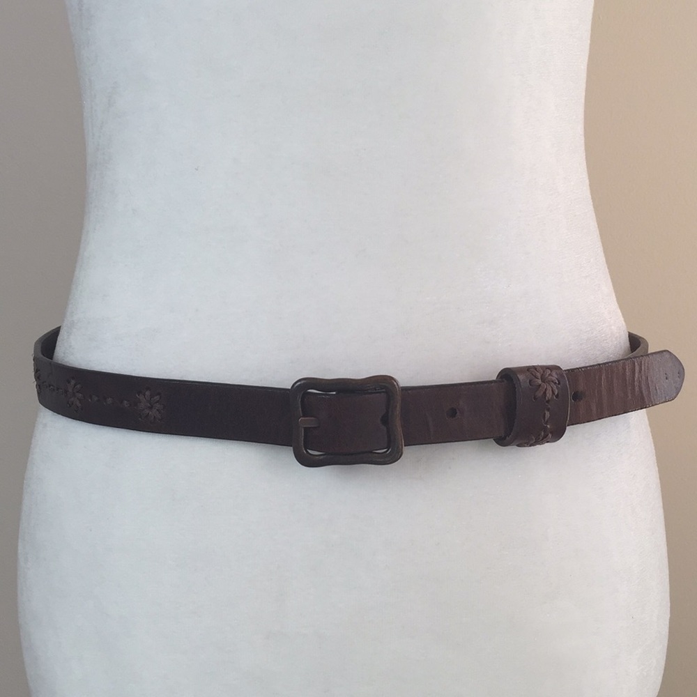 Dockers - Genuine Leather Brown Floral Belt